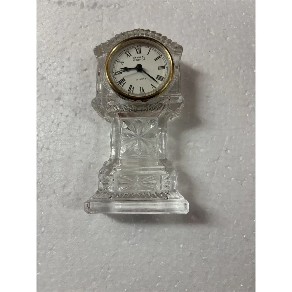 Vtg Godinger Crystal Legends Quartz Clock Tabletop Grandfather 24% Lead Crystal